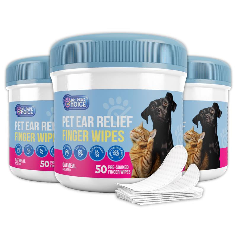 Dr. Paws Choice: Pet Care Finger Wipes for Dental, Ear, and Eye Hygiene. Grooming Cleaner