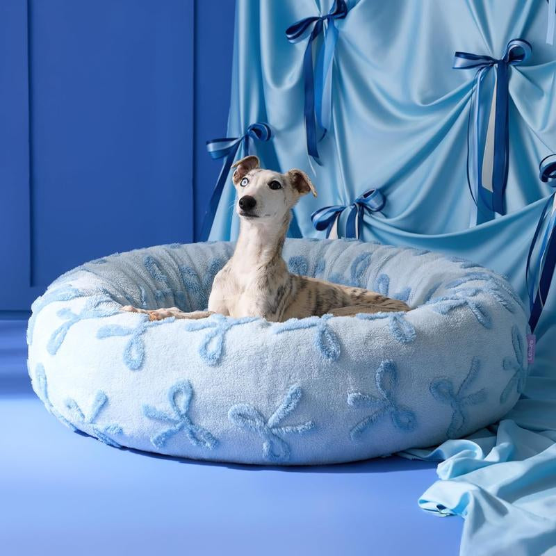 Lesure Warm Donut Bed - Cozy Fluffy Calming Bed for Small/Medium/Large Dogs & Cats, Soft Plush round Pet Bed for Winter Comfort, Washable, Anti-Slip Bottom, Camas Para Perros, Pet Supplies Bedding