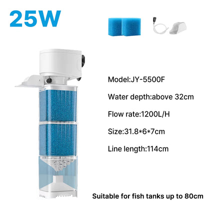 Aquarium Filter Pump Fish Tank Submersible Silent Air Oxygen Aerator Internal Water Pump Aquarium Air Pump Wave Maker 220V