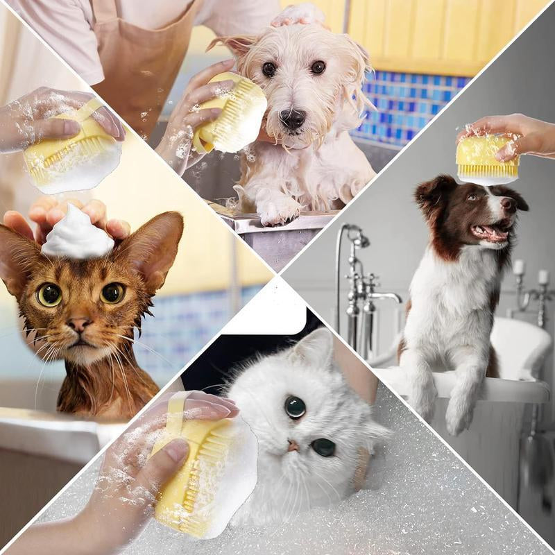 Summer Pet Bath Soap Dispenser Massage Brush with Shampoo Saving Design & Soft Silicone Bristles for Effortless Cleaning and Enhanced Massage Experience