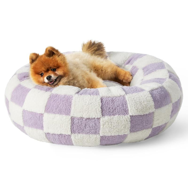 Lesure Warm Donut Bed - Cozy Fluffy Calming Bed for Small/Medium/Large Dogs & Cats, Soft Plush round Pet Bed for Winter Comfort, Washable, Anti-Slip Bottom, Camas Para Perros, Pet Supplies Bedding