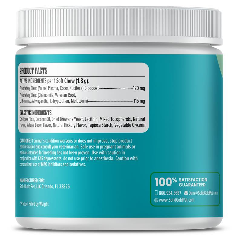 Solid Gold Calming Chews for Dogs, Gut & Immune Support Supplement + Melatonin for Chill Pups