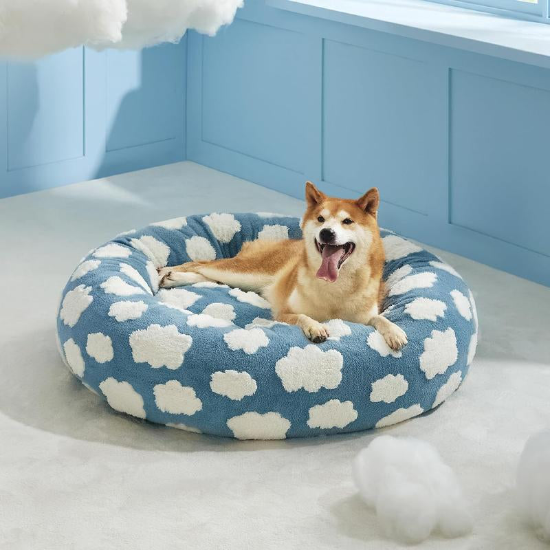 Lesure Warm Donut Bed - Cozy Fluffy Calming Bed for Small/Medium/Large Dogs & Cats, Soft Plush round Pet Bed for Winter Comfort, Washable, Anti-Slip Bottom, Camas Para Perros, Pet Supplies Bedding