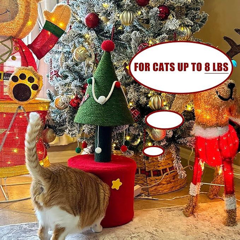 YITAHOME Cat Scratching Post with Cat House for Indoor Kitten, 32" Small Cat Tree Tower with Large Sisal, Cute Hanging Ball, Green Sisal Cat Scratcher