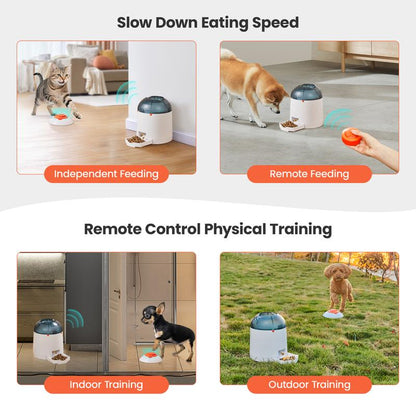 Potaroma Pet Puzzle Feeder Toy, Interactive IQ Training, Electronic Dog & Cat Toys, Automatic Rechargeable Treat Dispenser, Push Remote for Food Dispensing for All Breeds, 280Ml Capacity