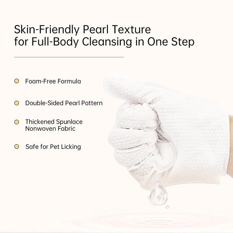 FURVELLO Pet Glove Wipes Rinse Free Shampoo Mittens Hypoallergenic Deodorizing for Dogs & Cats 6 Pcs/Pack Extra Thick Plant Fiber Pet Grooming Wipes Natural Pet Cleansing Wipes