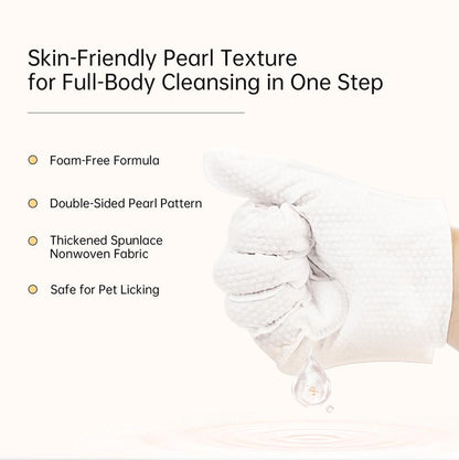 FURVELLO Pet Glove Wipes Rinse Free Shampoo Mittens Hypoallergenic Deodorizing for Dogs & Cats 6 Pcs/Pack Extra Thick Plant Fiber Pet Grooming Wipes Natural Pet Cleansing Wipes