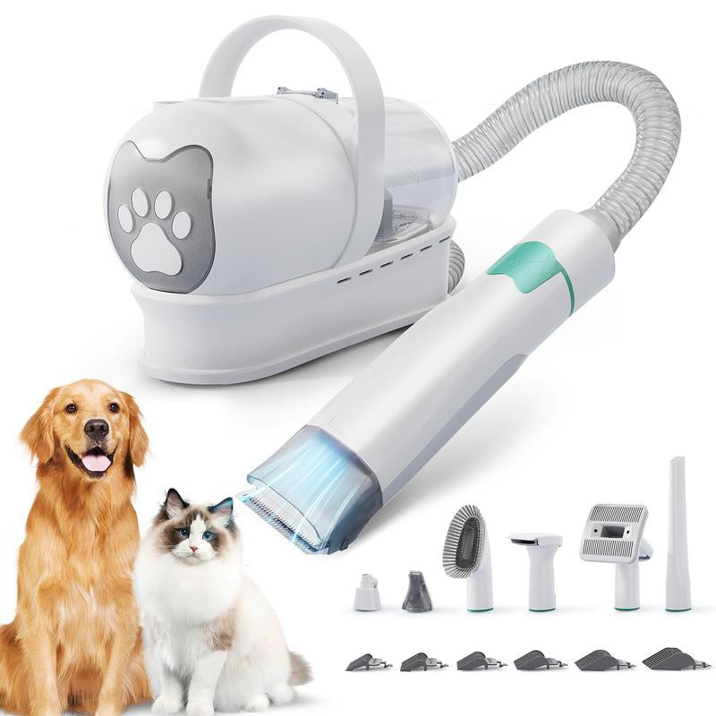 Pet Grooming Kit with Vacuum Function , Low Noise Design for Dogs and Cats, 6 Guide Combs for Precise Trimming, Effortless Grooming and Hair Suction
