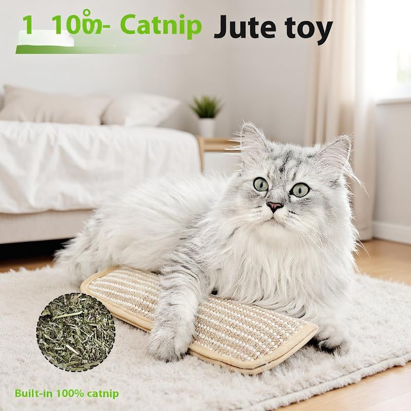 Durable Cat Scratching Pad with Catnip | Sisal Pillow & Toy Set for Cats | Catnip-Infused Scratch Board and Cozy Cushion