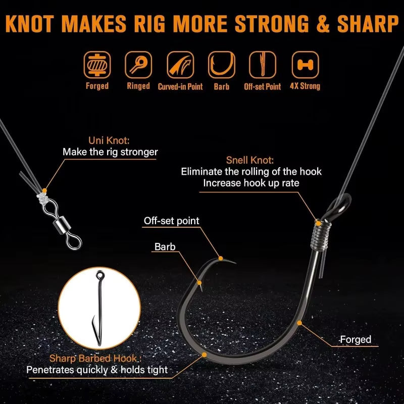 Catfish Fishing Set Catfish Rig Catfishing Tackle Kit Takedown Rigs Catfishs Peg Floats for Catfishing 6/0-8/0 Hooks 23" Length