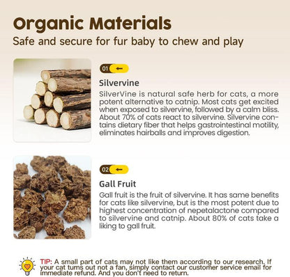 Premium Cat Chew Stick Toy, Natural Silvervine Sticks Cat Toys, Catnip Alternative Cat Chew Toys Teeth Cleaning, Matatabi Cat Treat, Edible Kitty Toys