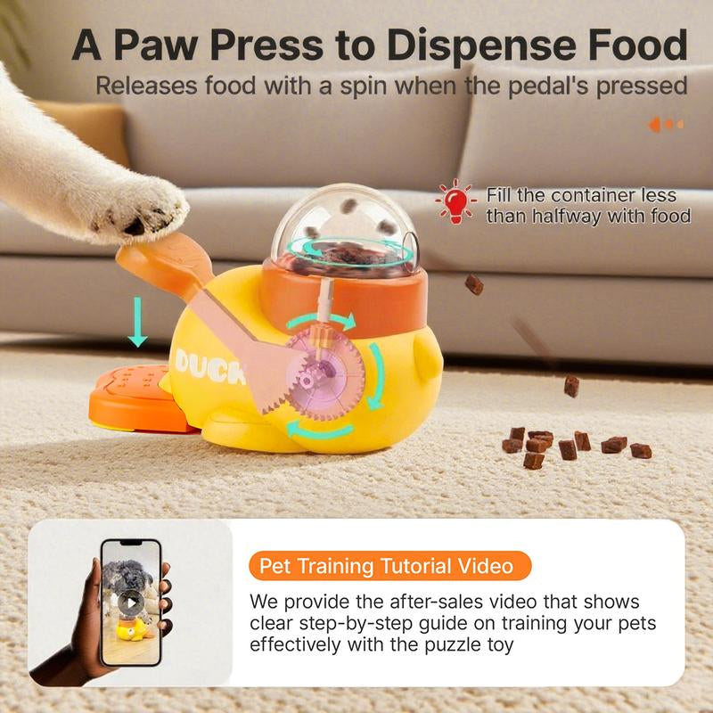 Cats Dogs Puzzle Treat Dispenser Toy, Interactive Duck-Shaped Kibble Automatic Feeder for Cats and Dogs of All Life Stages, IQ Training for Pets