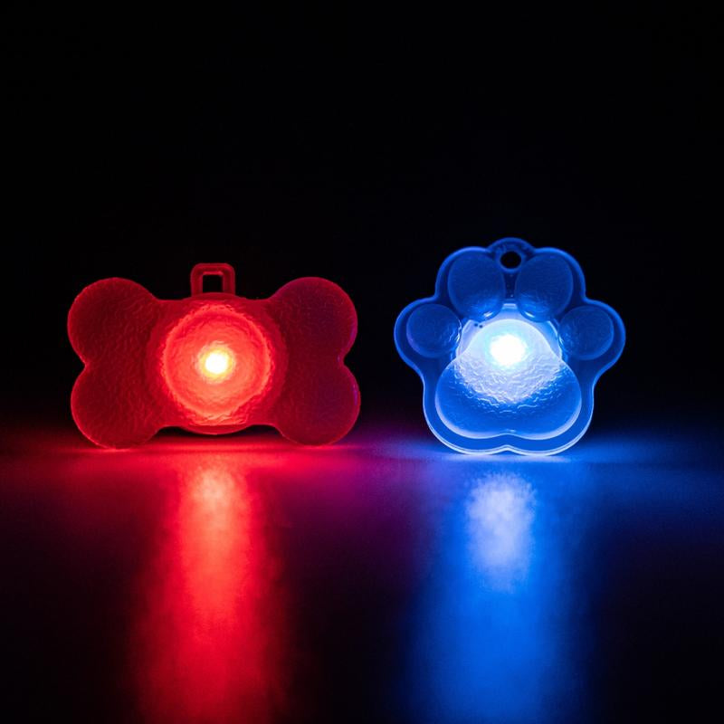 Brightz Pup Brightz 2-Pack Illuminated LED Dog Collar Charms Rainbow Glow Lights for Night Walks Waterproof & Durable with Paw Print & Bone Charms