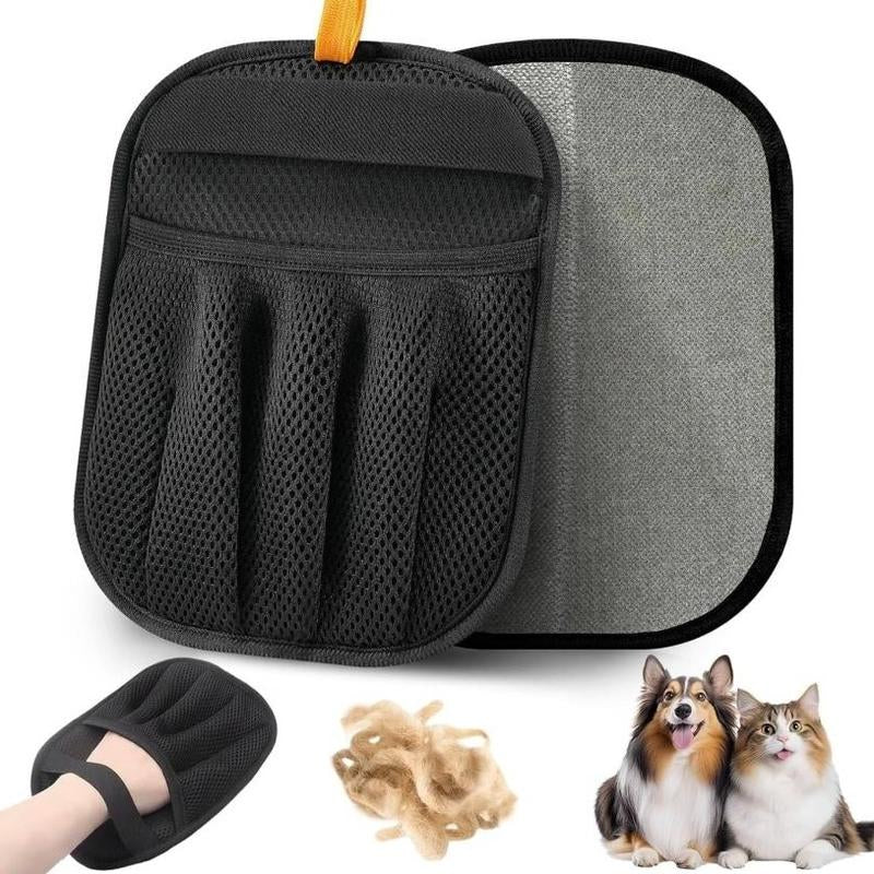 Pet Hair Removal Glove, Deshedding & Cleaning Tool, 2-IN-1 MAGIC, FITS ALL PETS, GENTLE & EFFECTIVE, ANTI-STATIC & STICKY, WASH & REUSE, Furniture Lint Brush