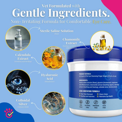 Dr. Paws Choice: Pet Care Finger Wipes for Dental, Ear, and Eye Hygiene. Grooming Cleaner