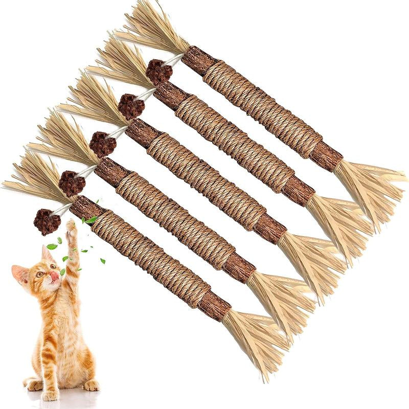 Premium Cat Chew Stick Toy, Natural Silvervine Sticks Cat Toys, Catnip Alternative Cat Chew Toys Teeth Cleaning, Matatabi Cat Treat, Edible Kitty Toys