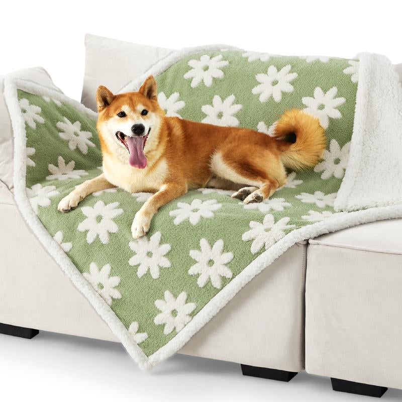 Lesure Waterproof Pet Blanket for Dogs & Cats - Cozy Winter Dual-Sided Jacquard Shag & Sherpa Fleece, 3D Textured Cloud Pattern, Machine Washable, Durable & Portable for Cold Weather Comfort, Soft Couch Protector & Bed Mat