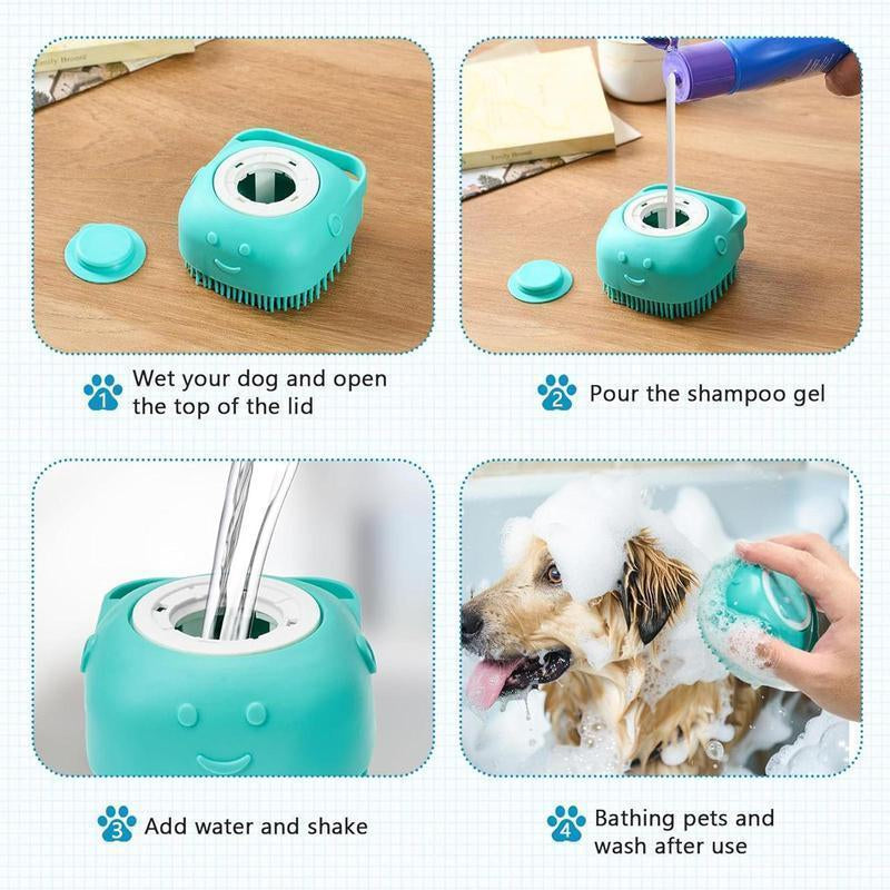 Summer Pet Bath Soap Dispenser Massage Brush with Shampoo Saving Design & Soft Silicone Bristles for Effortless Cleaning and Enhanced Massage Experience