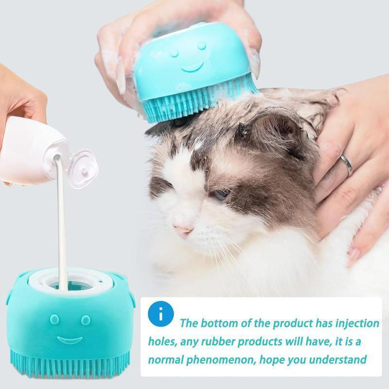 Summer Pet Bath Soap Dispenser Massage Brush with Shampoo Saving Design & Soft Silicone Bristles for Effortless Cleaning and Enhanced Massage Experience