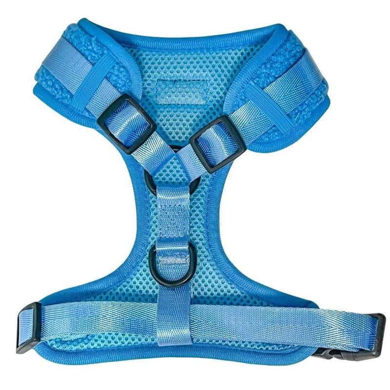 Adjustable Teddy Fabric Dog Harness - Electric Blue