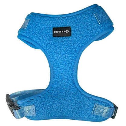 Adjustable Teddy Fabric Dog Harness - Electric Blue