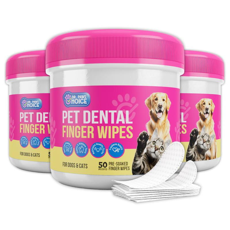 Dr. Paws Choice: Pet Care Finger Wipes for Dental, Ear, and Eye Hygiene. Grooming Cleaner