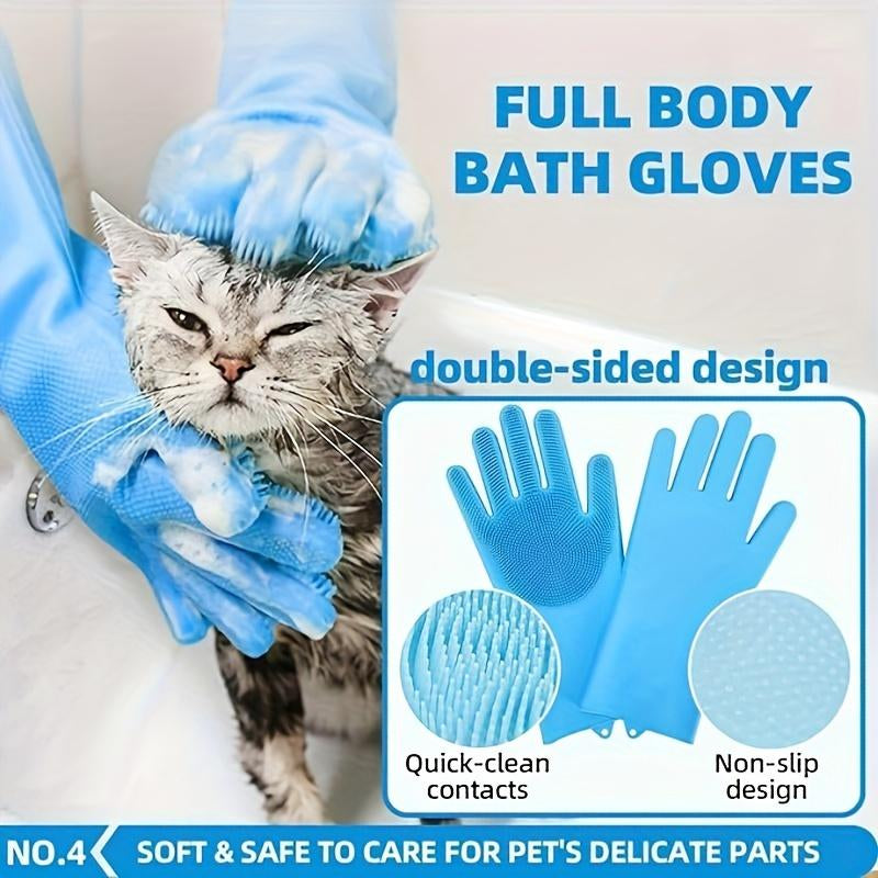 6Pcs Dog Bath Brush Kit with Towel & Washing Gloves, Slicker Hair Grooming Brush for Shedding, Shampoo Scrubber for Dogs and Cats