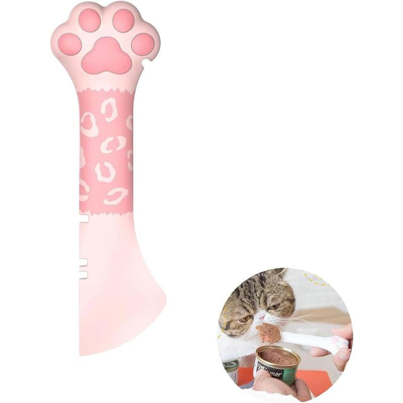 Silicone Pet Food Spoon, Cat Food Can Opener Paw, Wet or Dry Food Short Spoon for Cat Dog with Mini Spatula