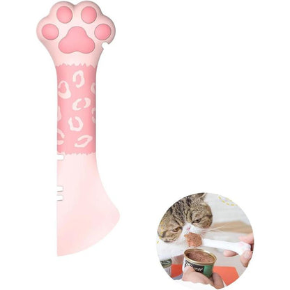 Silicone Pet Food Spoon, Cat Food Can Opener Paw, Wet or Dry Food Short Spoon for Cat Dog with Mini Spatula