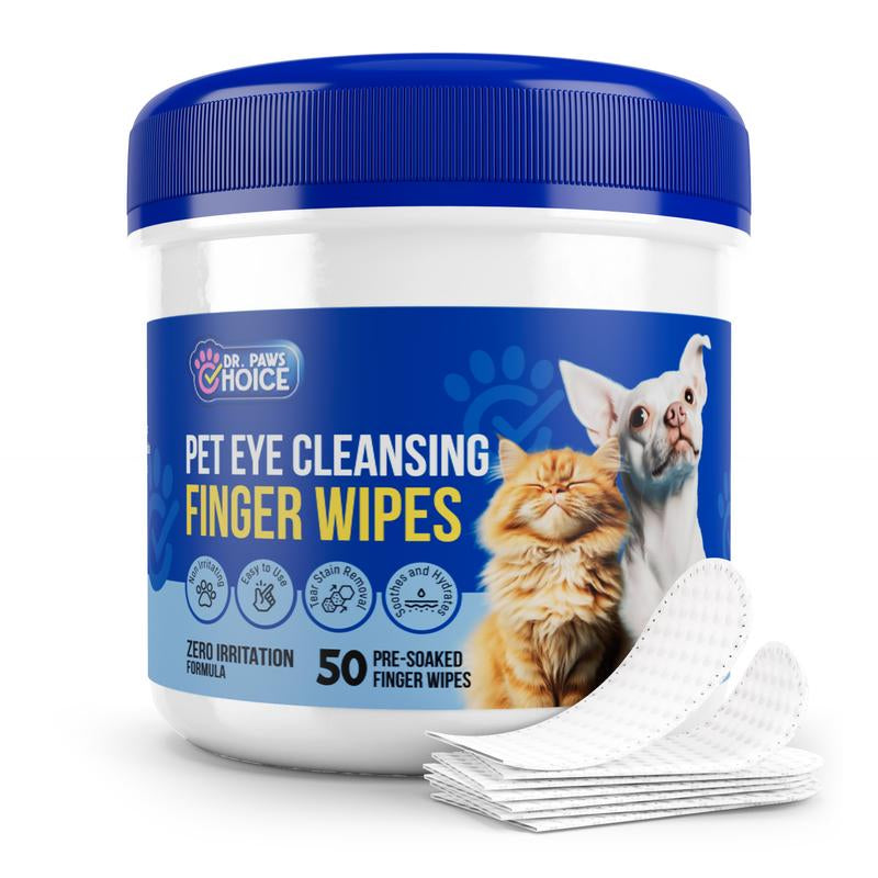 Dr. Paws Choice: Pet Care Finger Wipes for Dental, Ear, and Eye Hygiene. Grooming Cleaner