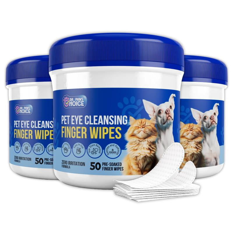 Dr. Paws Choice: Pet Care Finger Wipes for Dental, Ear, and Eye Hygiene. Grooming Cleaner
