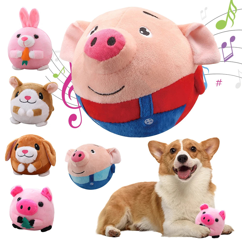 Electronic Pet Dog Toy Plush Doll Ball Talking Pet Bouncing Jump Ball Active Moving Pet Plush Toy Bite Resistant Interactive Toy