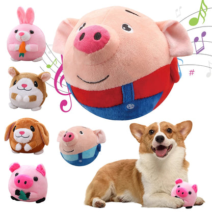 Electronic Pet Dog Toy Plush Doll Ball Talking Pet Bouncing Jump Ball Active Moving Pet Plush Toy Bite Resistant Interactive Toy