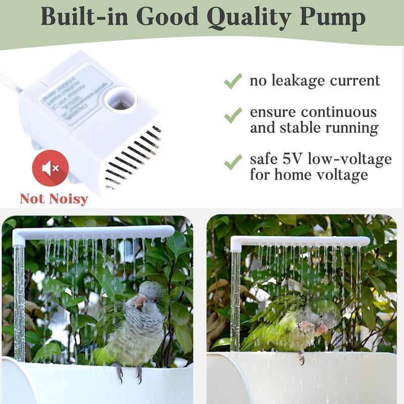 Automatic Parakeet with Pump, Large Shower Fountain Indoor Bathtub with Running Water, Parrot Tub Faucet for Pet , African Grey, Cockatiel, Conure, Budgie, Lovebird Bird Bath