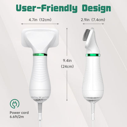2 in 1 Pet Grooming Brush & Hair Dryer, 300W USB Rechargeable Dog Blower for Small Medium Dogs, Portable Low Noise Drying Comb
