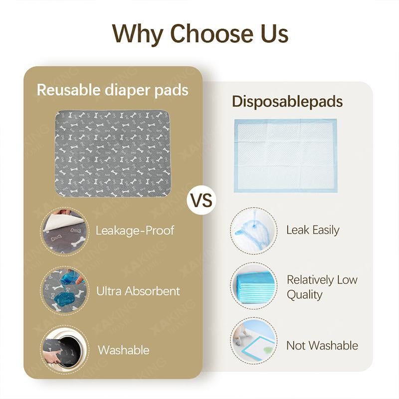 XAKING Washable Pets Pee Pads 2-Pack & Multiple Sizes - Stylish, Non-Slip, Leak-Proof & Ultra-Absorbent Reusable Mats for Crate, Floor & Dog Training. Almohadillas Para Orinar De Mascotas. Tiktokshopblackfriday