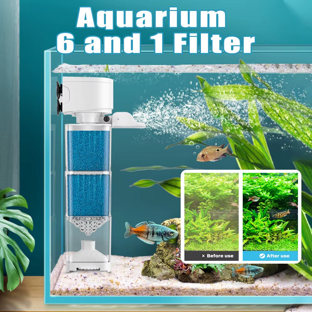 Aquarium Filter Pump Fish Tank Submersible Silent Air Oxygen Aerator Internal Water Pump Aquarium Air Pump Wave Maker 220V