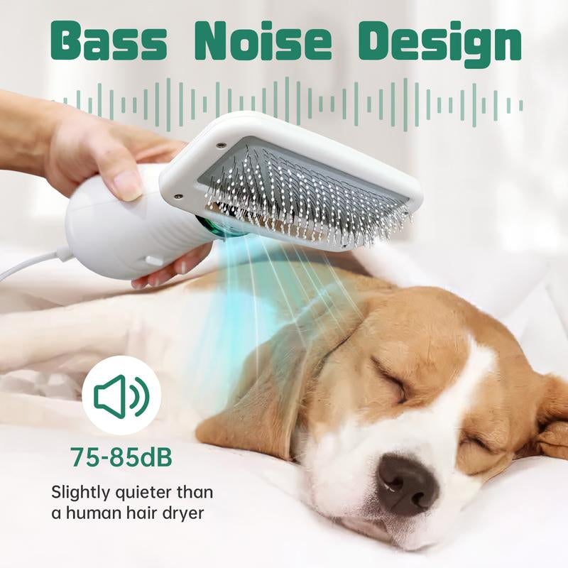 2 in 1 Pet Grooming Brush & Hair Dryer, 300W USB Rechargeable Dog Blower for Small Medium Dogs, Portable Low Noise Drying Comb