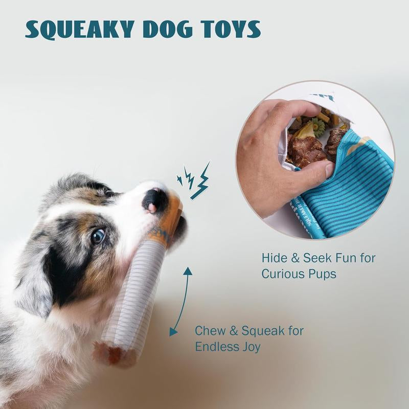 Nocciola 3 Pack Chewport Refreshing Dog Squeaky Toys with a Box, Interactive Plush Toys for Small Medium Dogs Pitbull Husky Frenchie, Share a Puff with Pup