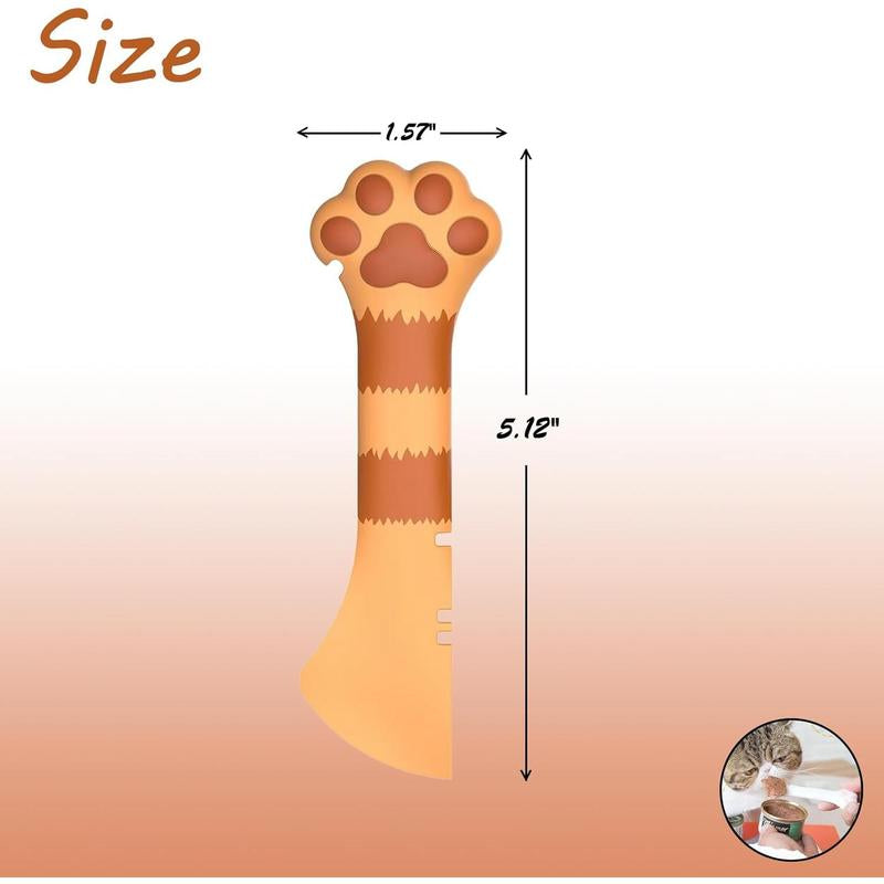 Silicone Pet Food Spoon, Cat Food Can Opener Paw, Wet or Dry Food Short Spoon for Cat Dog with Mini Spatula