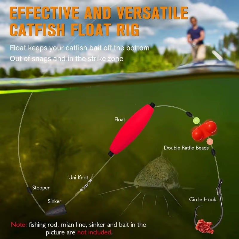 Catfish Fishing Set Catfish Rig Catfishing Tackle Kit Takedown Rigs Catfishs Peg Floats for Catfishing 6/0-8/0 Hooks 23" Length