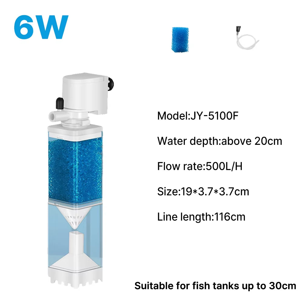 Aquarium Filter Pump Fish Tank Submersible Silent Air Oxygen Aerator Internal Water Pump Aquarium Air Pump Wave Maker 220V