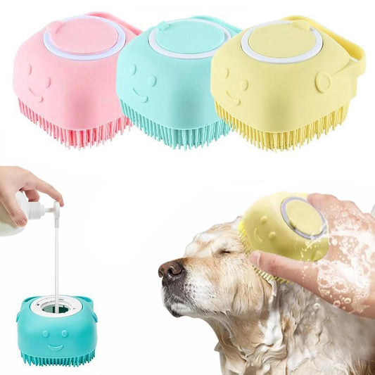 Summer Pet Bath Soap Dispenser Massage Brush with Shampoo Saving Design & Soft Silicone Bristles for Effortless Cleaning and Enhanced Massage Experience