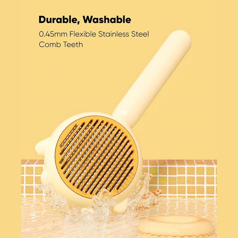 Petlit Cat Brush with Release Button for Effortless Grooming - Self Cleaning Brush for Long and Short Haired Cats and Dogs