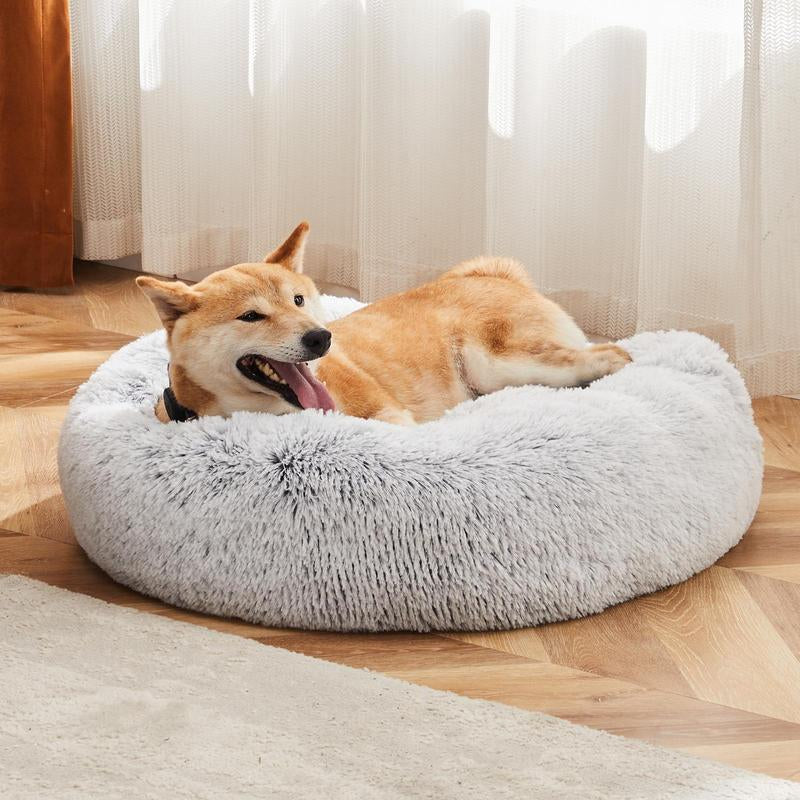 Dog Bed, Washable Comfortable Pet Bed for Medium to Large Dogs, Anti-Slip round Fluffy Plush Faux Fur Dog Bed for Sleeping, Indoor