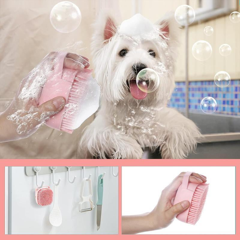 Summer Pet Bath Soap Dispenser Massage Brush with Shampoo Saving Design & Soft Silicone Bristles for Effortless Cleaning and Enhanced Massage Experience