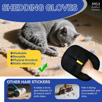 Reusable Pet Hair Removal Glove – Electrostatic Grooming Mitt for Dogs & Cats, Quick Fur & Lint Cleaner