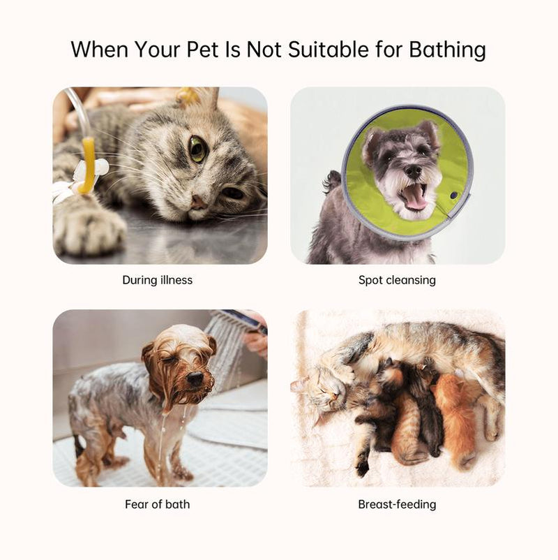 FURVELLO Pet Glove Wipes Rinse Free Shampoo Mittens Hypoallergenic Deodorizing for Dogs & Cats 6 Pcs/Pack Extra Thick Plant Fiber Pet Grooming Wipes Natural Pet Cleansing Wipes