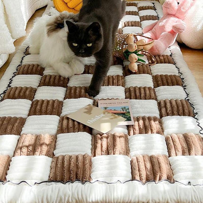 Plaid Pattern Pet Mat, Non-Slip & Soft & Comfortable Pet Sofa Mat, Pet Supplies for Indoor Use