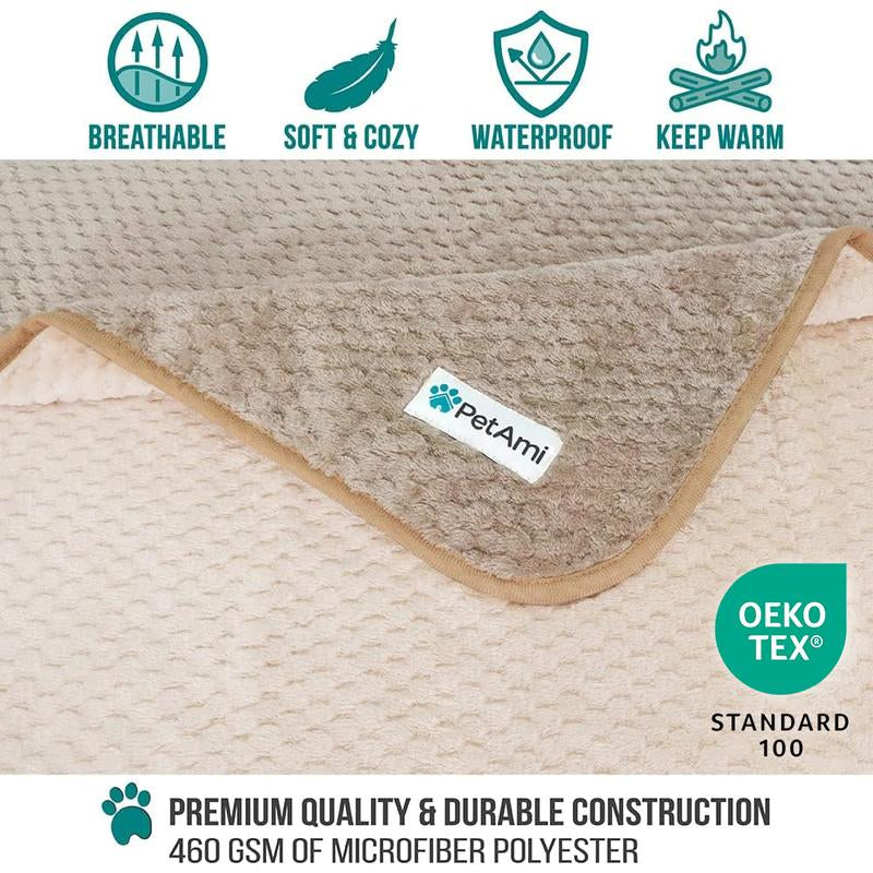 Petami Waterproof Dog Blanket, Leakproof Puppy Blanket for Small Medium Large Dogs, Furniture Bed Sofa Couch Cover Protector, Fleece Pet Throw for Indoor Cat Kitten, Reversible Washable Soft Plush
